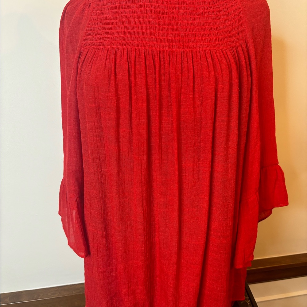 Zac & Rachel Red Smocked Blouse